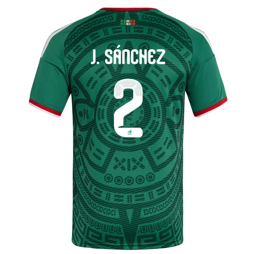 Danxen Mujer Camiseta México Jorge Sánchez #2 Verde Blanco Rojo 1ª Equipación 26-28 La Camisa México