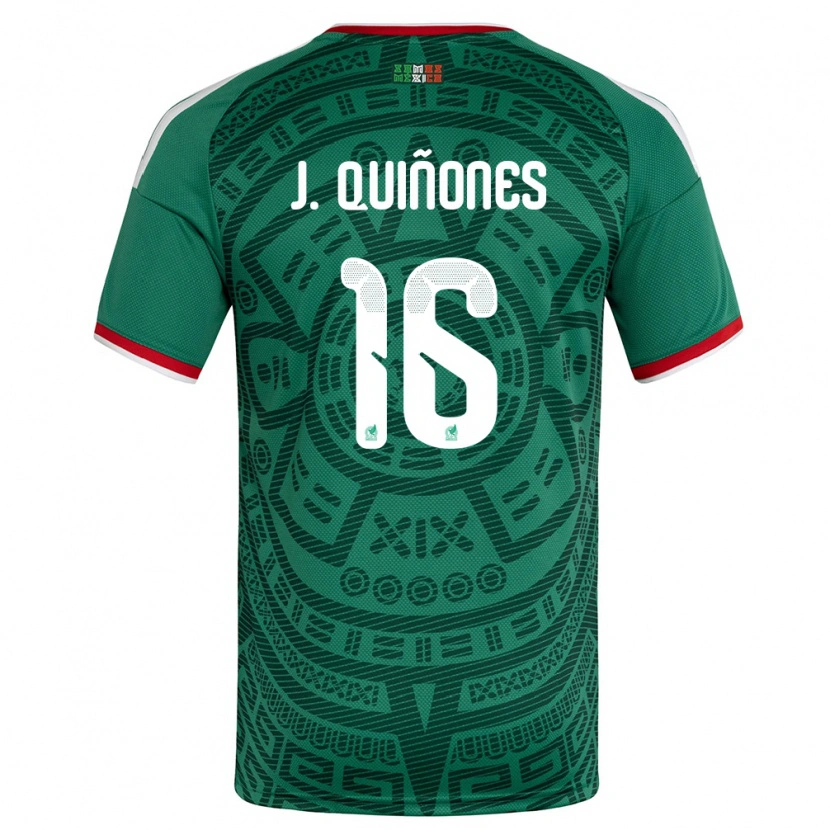 Danxen Mujer Camiseta México Julián Quiñones #16 Verde Blanco Rojo 1ª Equipación 26-28 La Camisa México