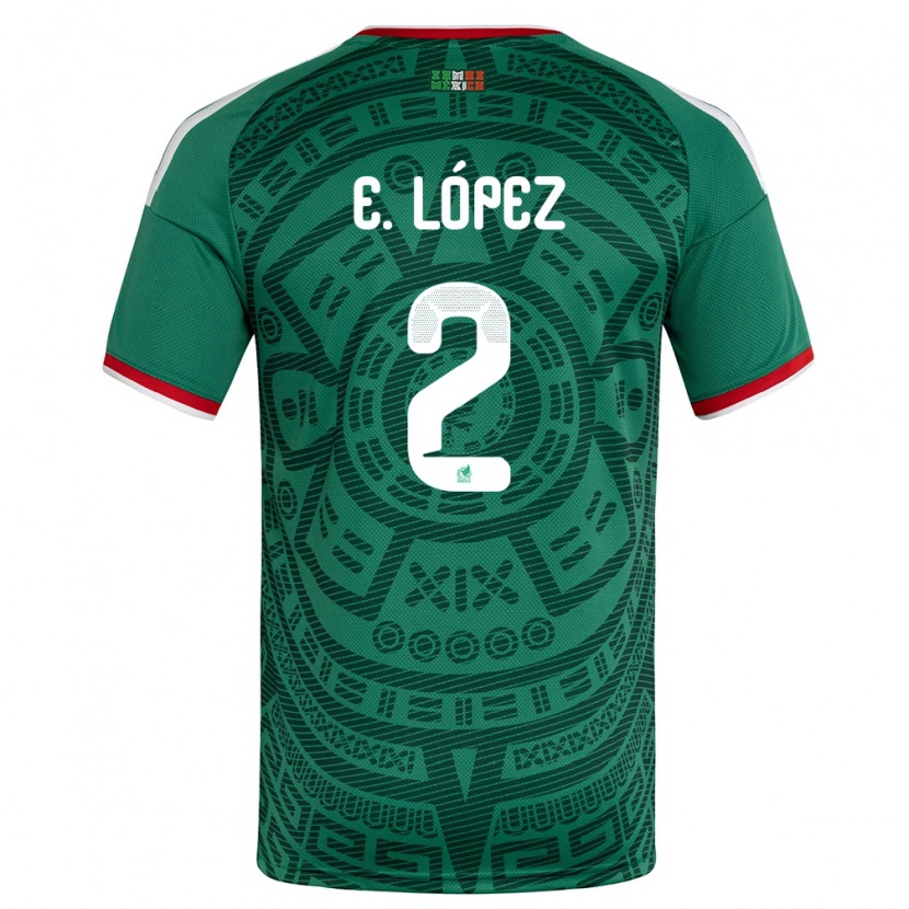 Danxen Mujer Camiseta México Everardo López #2 Verde Blanco Rojo 1ª Equipación 26-28 La Camisa México
