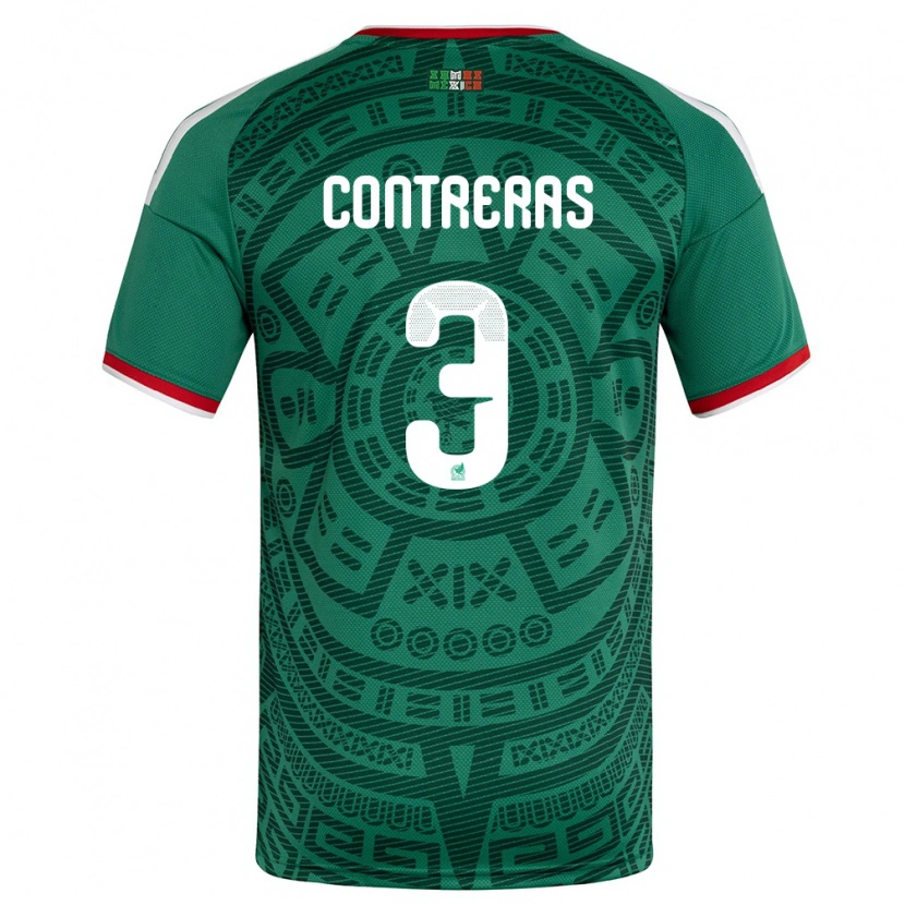 Danxen Mujer Camiseta México Felix Contreras #3 Verde Blanco Rojo 1ª Equipación 26-28 La Camisa México