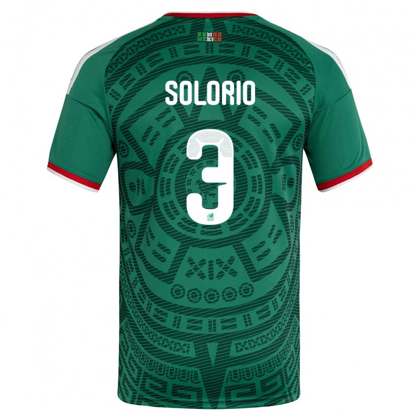 Danxen Mujer Camiseta México Gael Solorio #3 Verde Blanco Rojo 1ª Equipación 26-28 La Camisa México