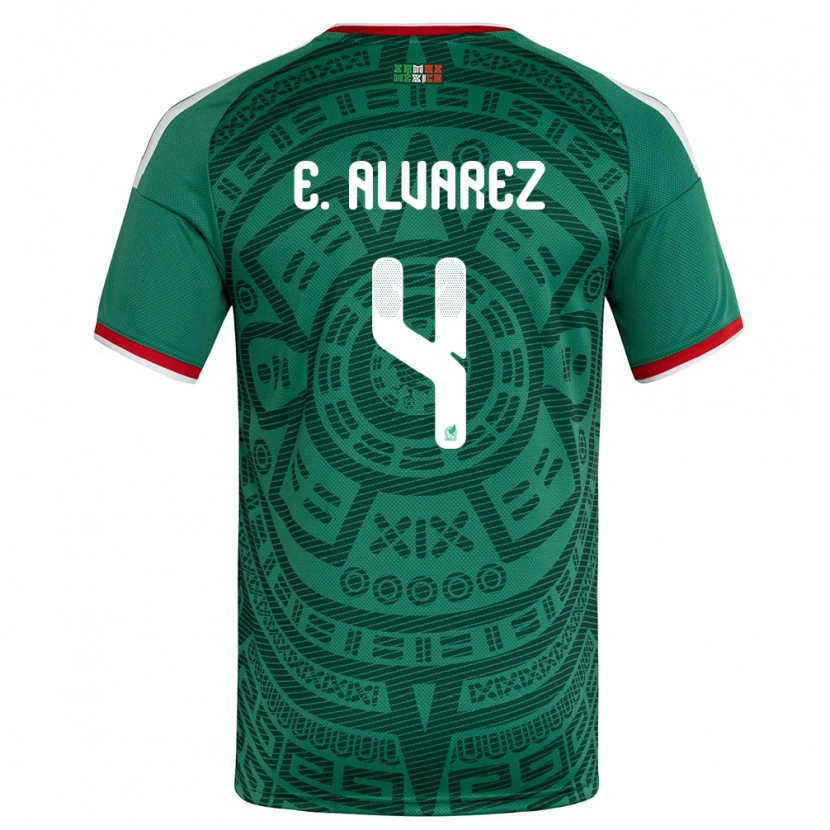 Danxen Mujer Camiseta México Edson Álvarez #4 Verde Blanco Rojo 1ª Equipación 26-28 La Camisa México