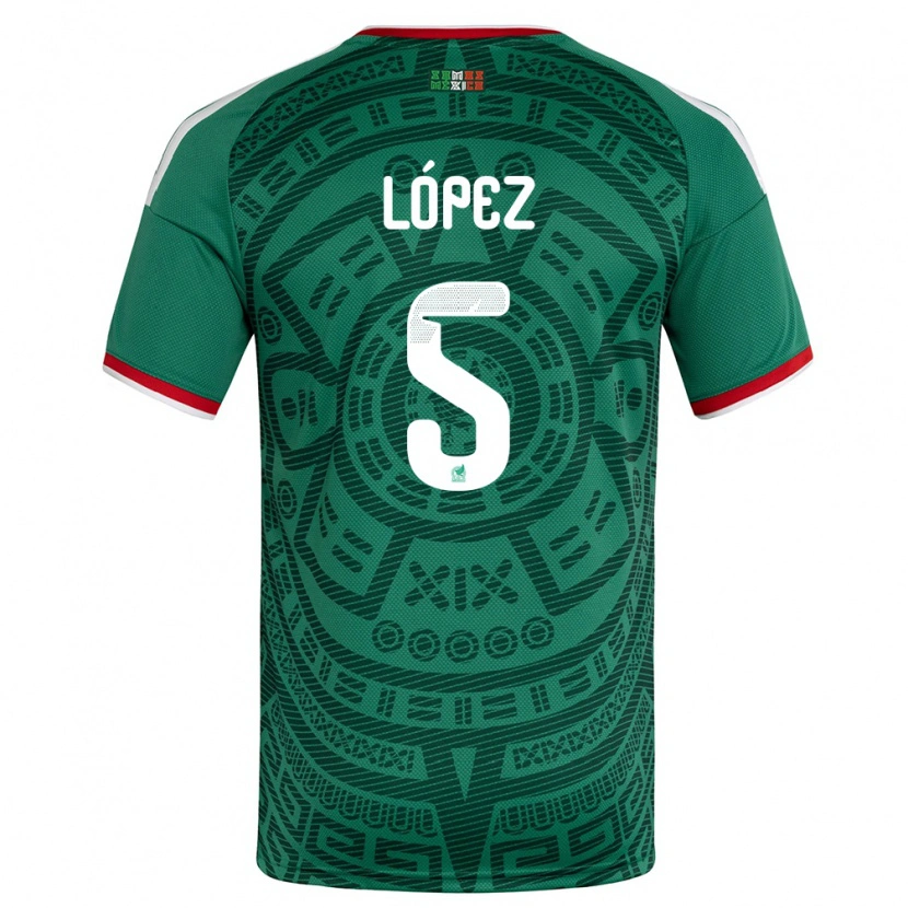 Danxen Mujer Camiseta México Jimena Lopez #5 Verde Blanco Rojo 1ª Equipación 26-28 La Camisa México