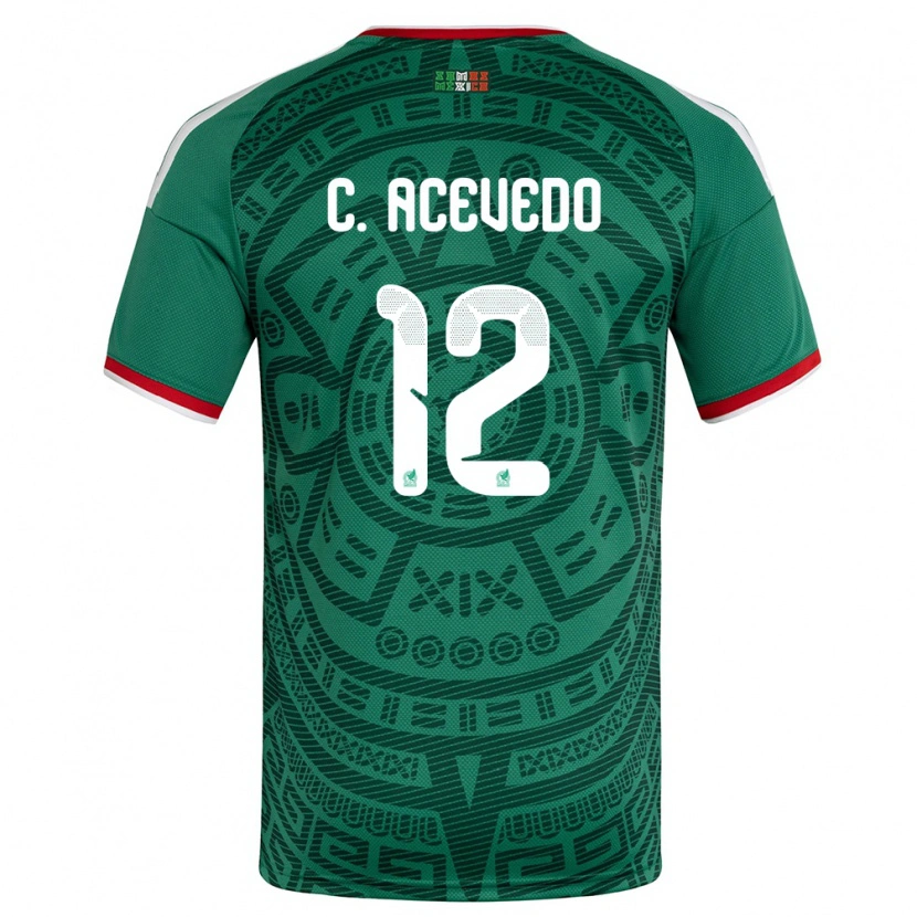 Danxen Mujer Camiseta México Carlos Acevedo #12 Verde Blanco Rojo 1ª Equipación 26-28 La Camisa México