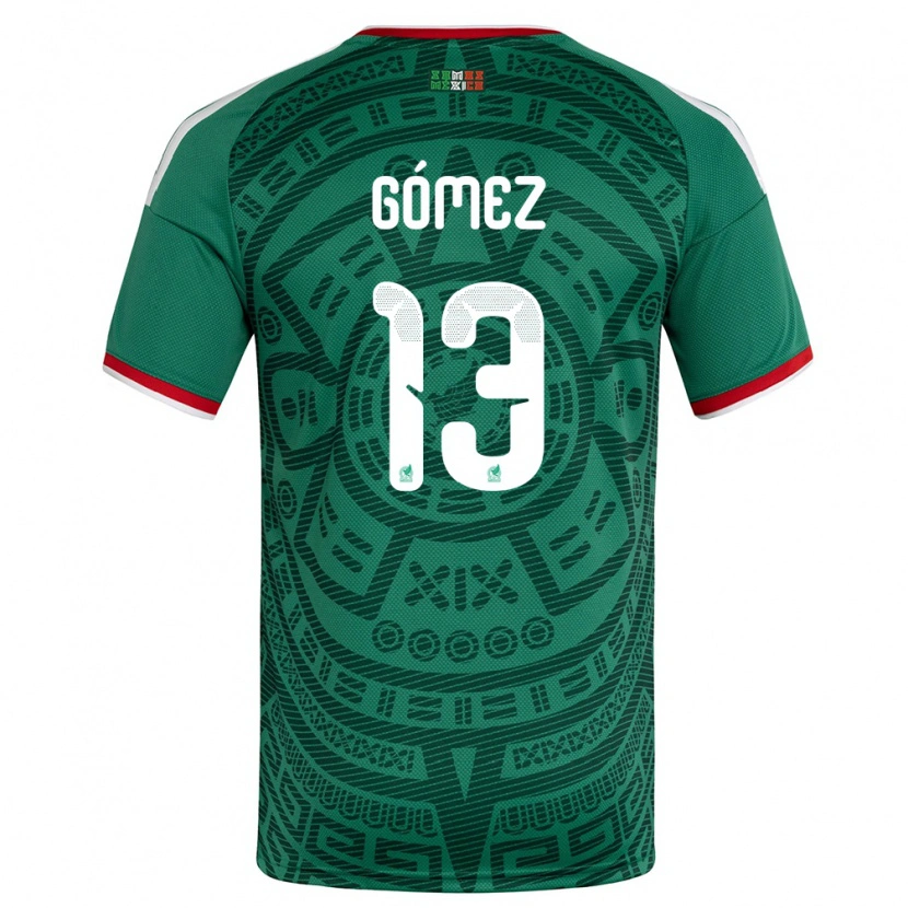 Danxen Mujer Camiseta México Diego Gomez #13 Verde Blanco Rojo 1ª Equipación 26-28 La Camisa México