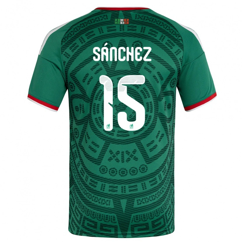 Danxen Mujer Camiseta México Eliud Sánchez #15 Verde Blanco Rojo 1ª Equipación 26-28 La Camisa México