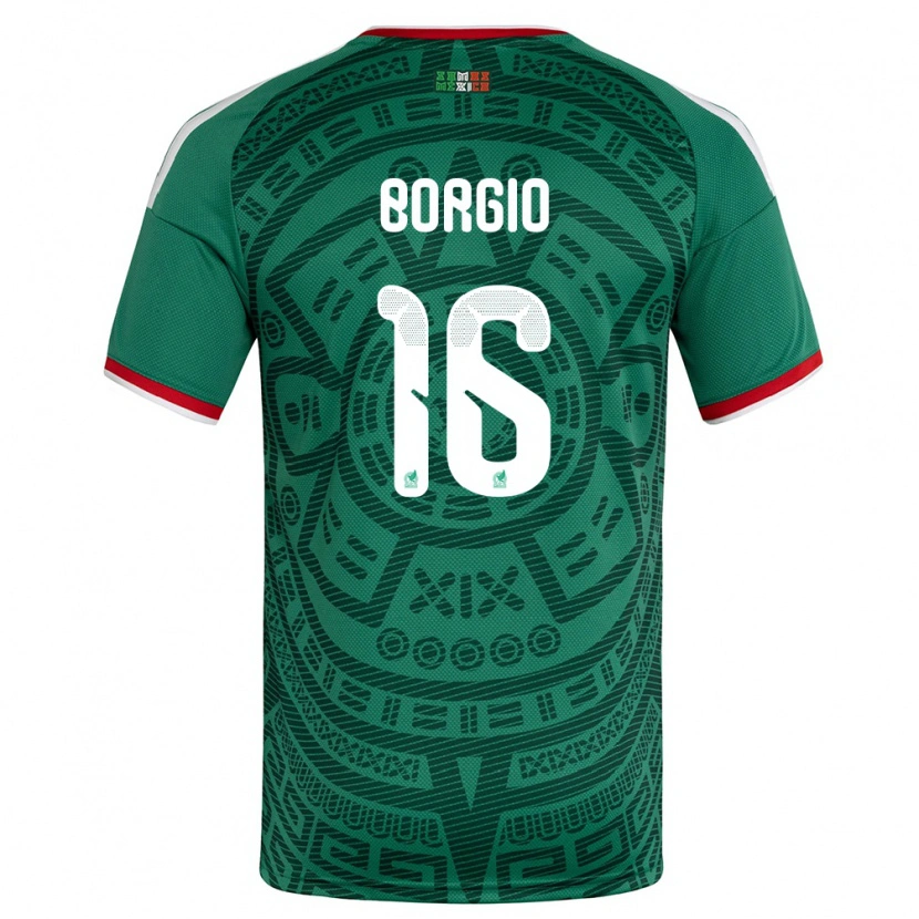 Danxen Mujer Camiseta México Íñigo Borgio #16 Verde Blanco Rojo 1ª Equipación 26-28 La Camisa México
