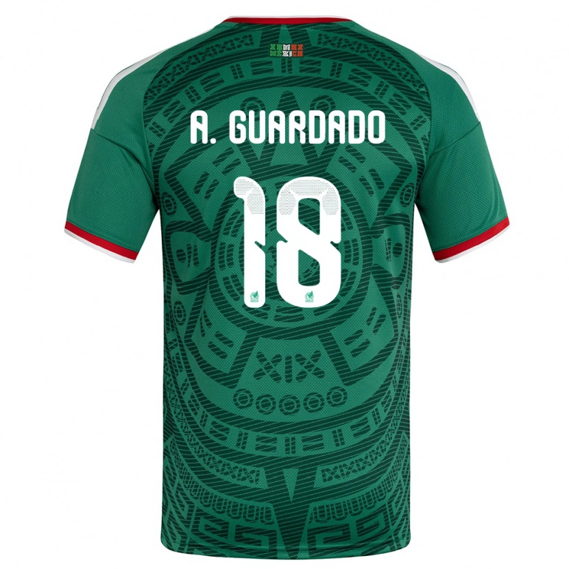 Danxen Mujer Camiseta México Andres Guardado #18 Verde Blanco Rojo 1ª Equipación 26-28 La Camisa México