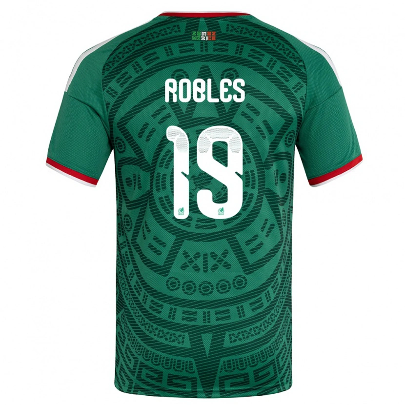 Danxen Mujer Camiseta México Angel Robles #19 Verde Blanco Rojo 1ª Equipación 26-28 La Camisa México