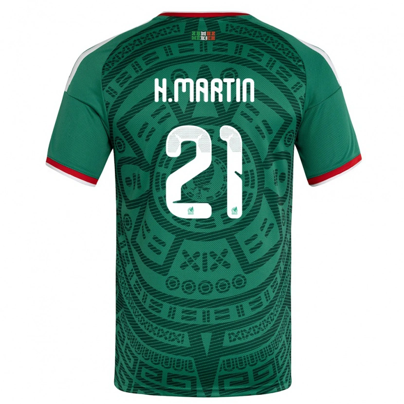 Danxen Mujer Camiseta México Henry Martin #21 Verde Blanco Rojo 1ª Equipación 26-28 La Camisa México