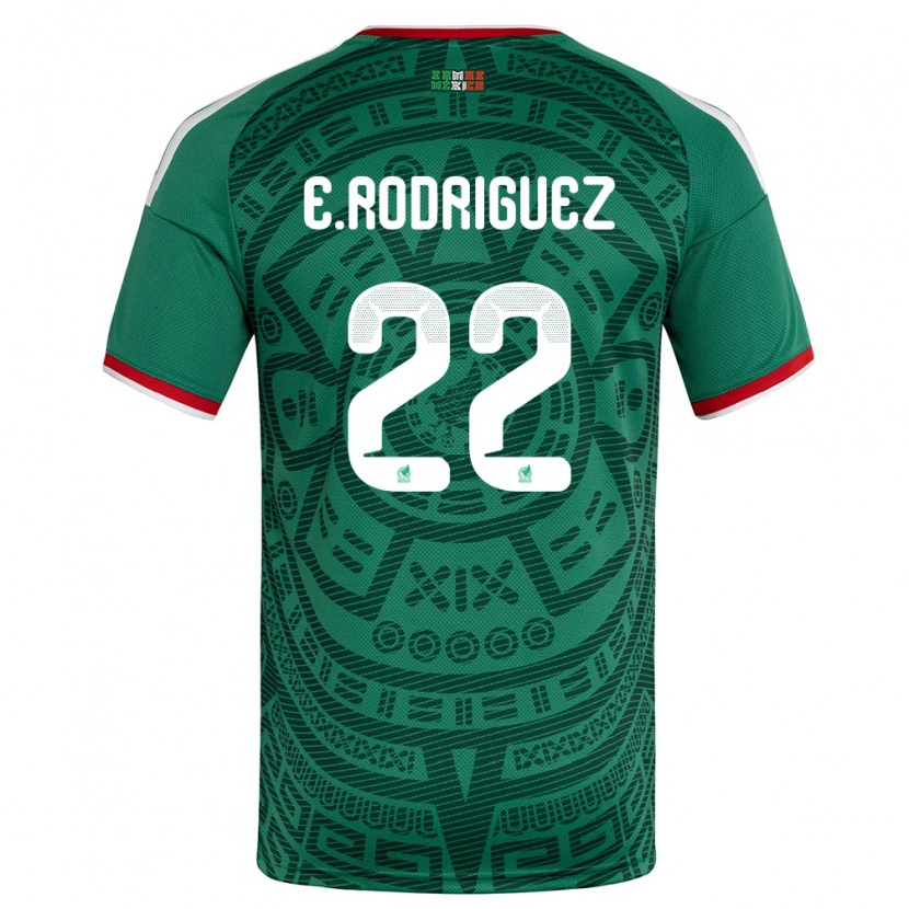 Danxen Mujer Camiseta México Emilio Rodríguez #22 Verde Blanco Rojo 1ª Equipación 26-28 La Camisa México