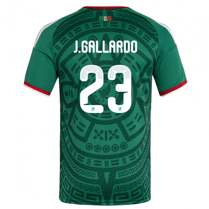 Danxen Mujer Camiseta México Jesús Gallardo #23 Verde Blanco Rojo 1ª Equipación 26-28 La Camisa México
