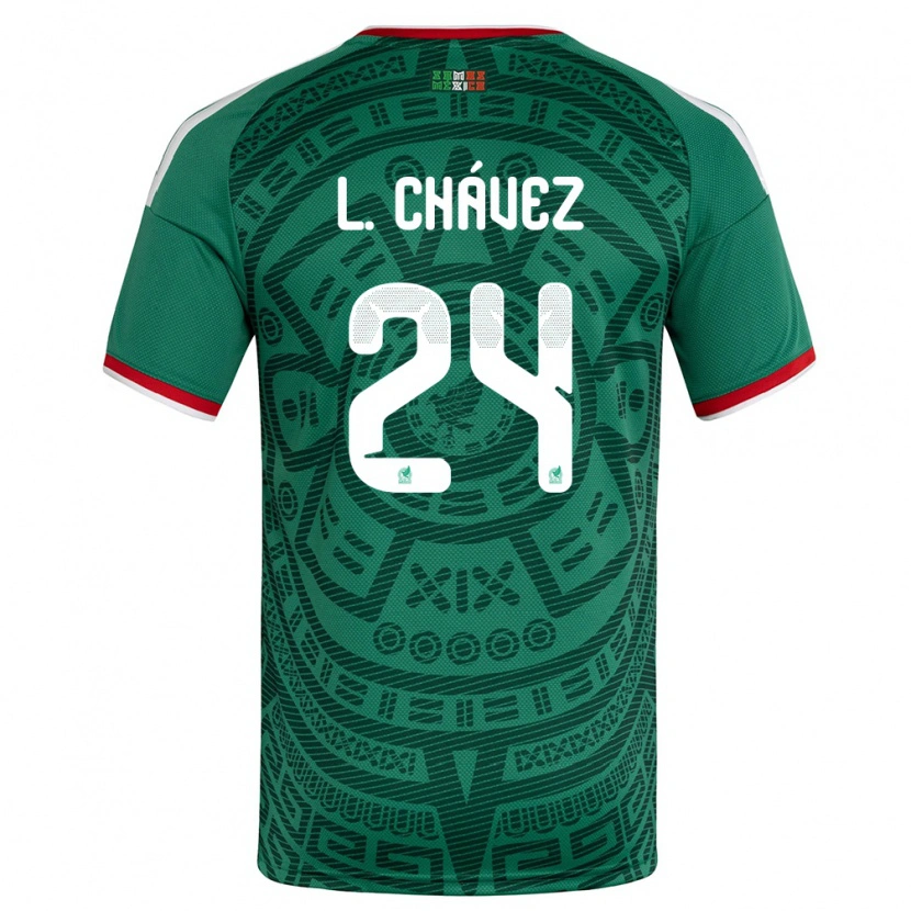 Danxen Mujer Camiseta México Luis Chávez #24 Verde Blanco Rojo 1ª Equipación 26-28 La Camisa México