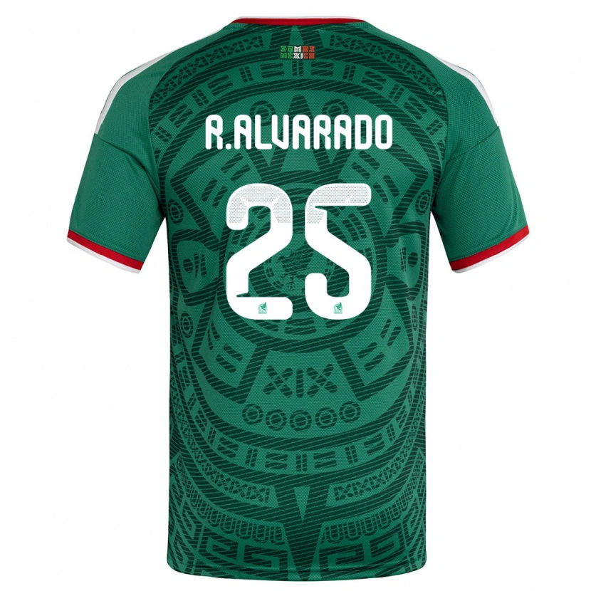 Danxen Mujer Camiseta México Roberto Alvarado #25 Verde Blanco Rojo 1ª Equipación 26-28 La Camisa México