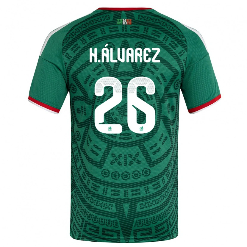Danxen Mujer Camiseta México Kevin Álvarez #26 Verde Blanco Rojo 1ª Equipación 26-28 La Camisa México