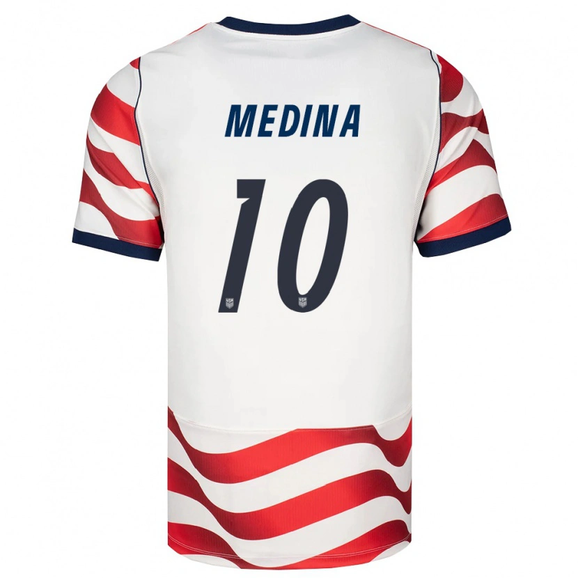 Danxen Mujer Camiseta Estados Unidos Cruz Medina #10 Rojo Blanco Negro 1ª Equipación 26-28 La Camisa México