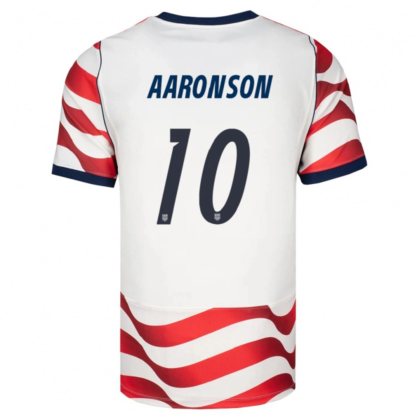 Danxen Mujer Camiseta Estados Unidos Paxten Aaronson #10 Rojo Blanco Negro 1ª Equipación 26-28 La Camisa México
