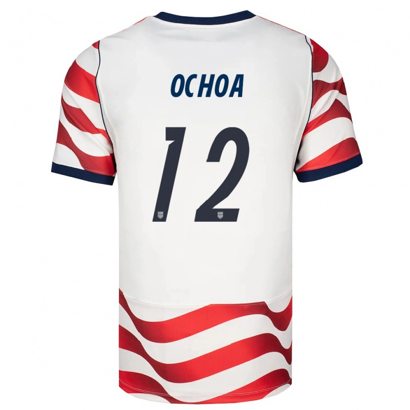 Danxen Mujer Camiseta Estados Unidos Emmanuel Ochoa #12 Rojo Blanco Negro 1ª Equipación 26-28 La Camisa México