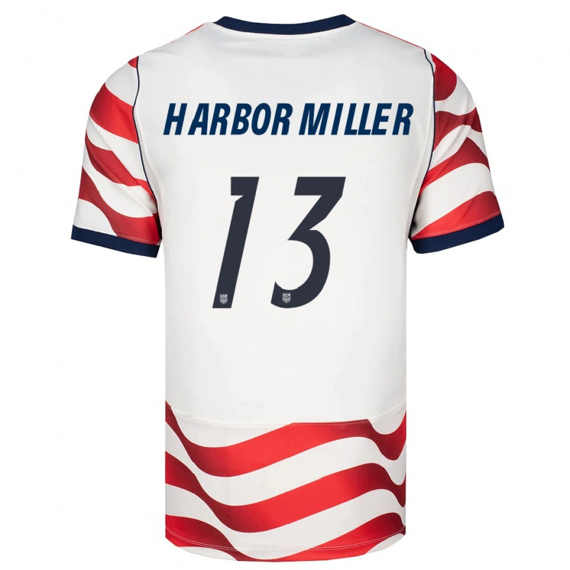Danxen Mujer Camiseta Estados Unidos Harbor Miller #13 Rojo Blanco Negro 1ª Equipación 26-28 La Camisa México