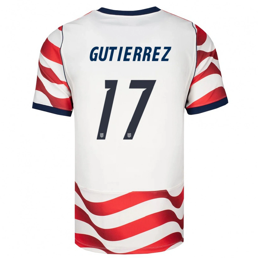 Danxen Mujer Camiseta Estados Unidos Brian Gutierrez #17 Rojo Blanco Negro 1ª Equipación 26-28 La Camisa México