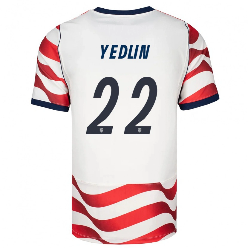 Danxen Mujer Camiseta Estados Unidos Deandre Yedlin #22 Rojo Blanco Negro 1ª Equipación 26-28 La Camisa México