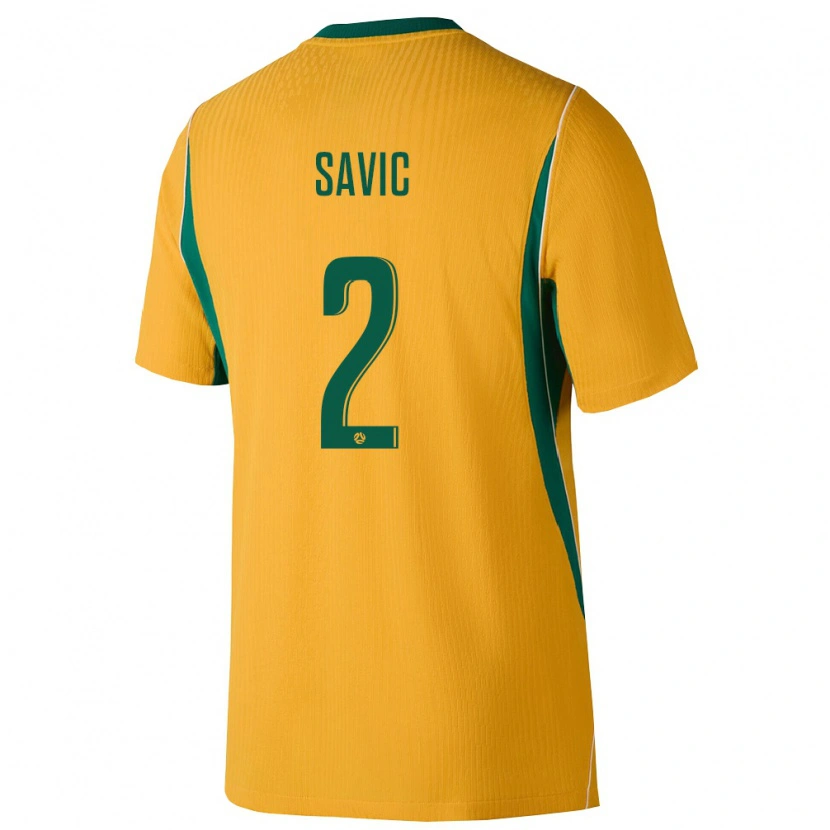 Danxen Mujer Camiseta Australia Marcus Savic #2 Amarillo Verde 1ª Equipación 26-28 La Camisa México