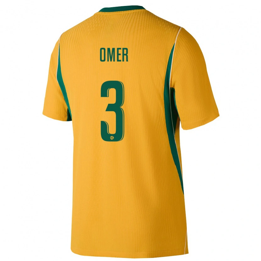 Danxen Mujer Camiseta Australia Abdurahman Omer #3 Amarillo Verde 1ª Equipación 26-28 La Camisa México