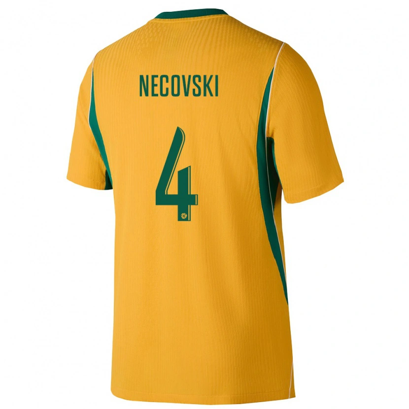Danxen Mujer Camiseta Australia Jayden Necovski #4 Amarillo Verde 1ª Equipación 26-28 La Camisa México