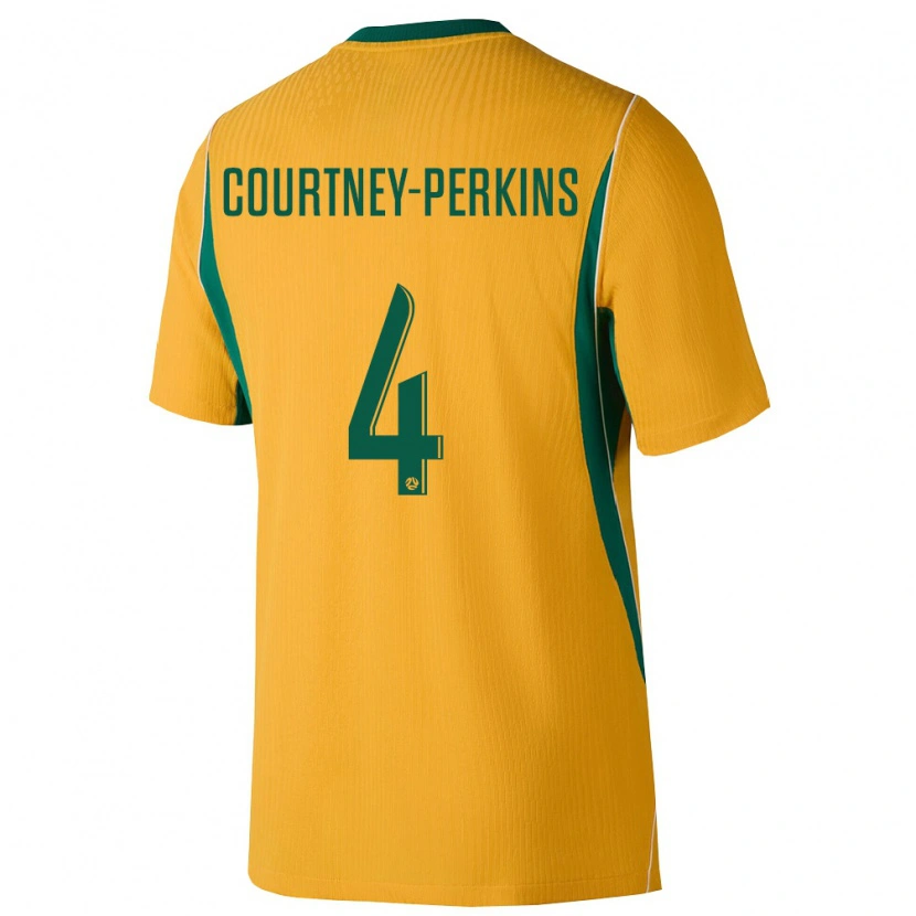 Danxen Mujer Camiseta Australia Jordan Courtney Perkins #4 Amarillo Verde 1ª Equipación 26-28 La Camisa México
