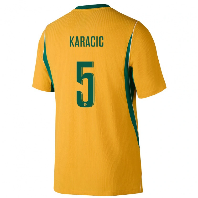 Danxen Mujer Camiseta Australia Fran Karacic #5 Amarillo Verde 1ª Equipación 26-28 La Camisa México