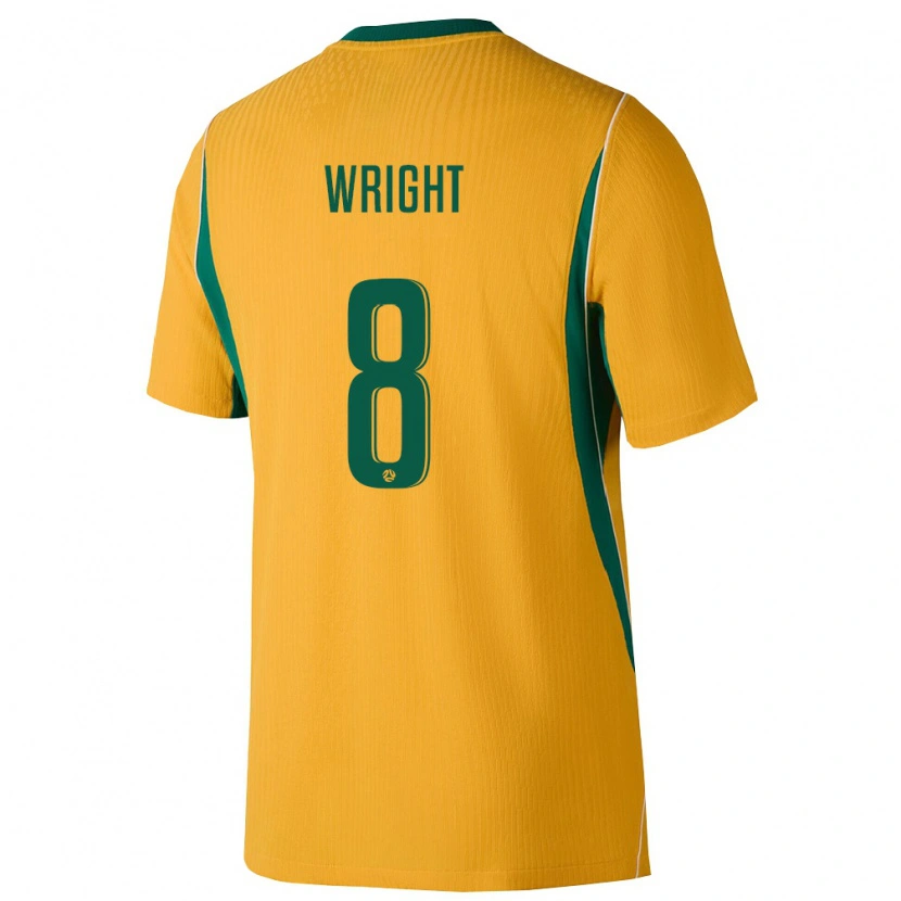 Danxen Mujer Camiseta Australia Bailey Wright #8 Amarillo Verde 1ª Equipación 26-28 La Camisa México