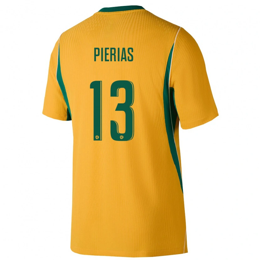 Danxen Mujer Camiseta Australia Dylan Pierias #13 Amarillo Verde 1ª Equipación 26-28 La Camisa México
