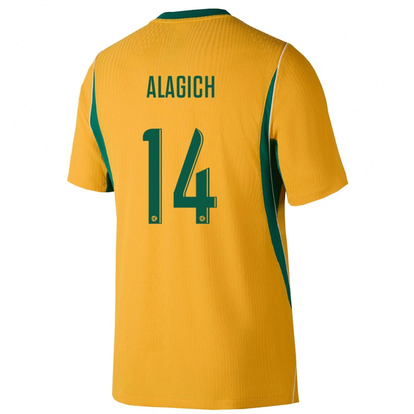 Danxen Mujer Camiseta Australia Ethan Alagich #14 Amarillo Verde 1ª Equipación 26-28 La Camisa México