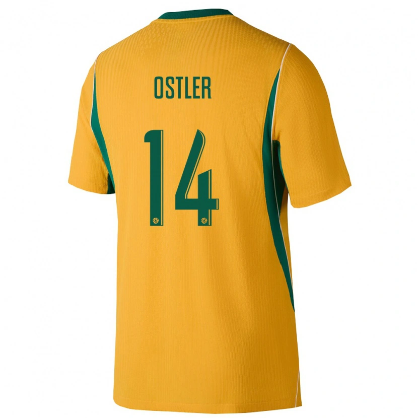 Danxen Mujer Camiseta Australia Trent Ostler #14 Amarillo Verde 1ª Equipación 26-28 La Camisa México