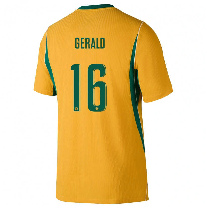 Danxen Mujer Camiseta Australia Akeem Gerald #16 Amarillo Verde 1ª Equipación 26-28 La Camisa México