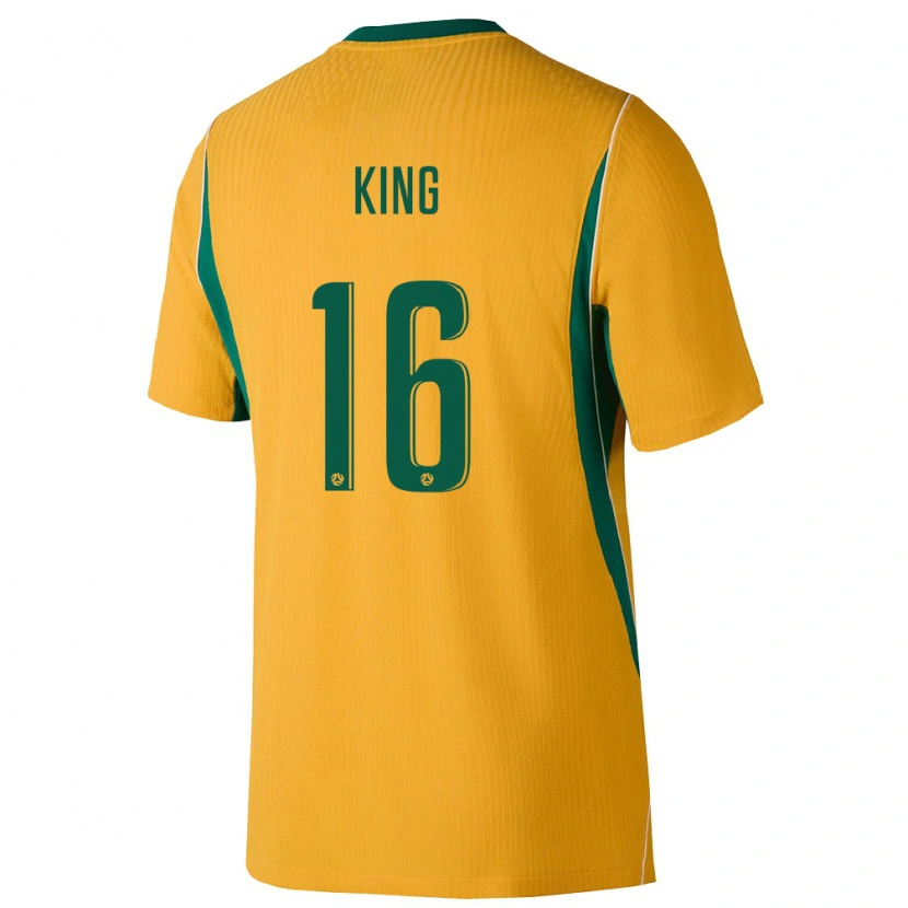 Danxen Mujer Camiseta Australia Joel King #16 Amarillo Verde 1ª Equipación 26-28 La Camisa México