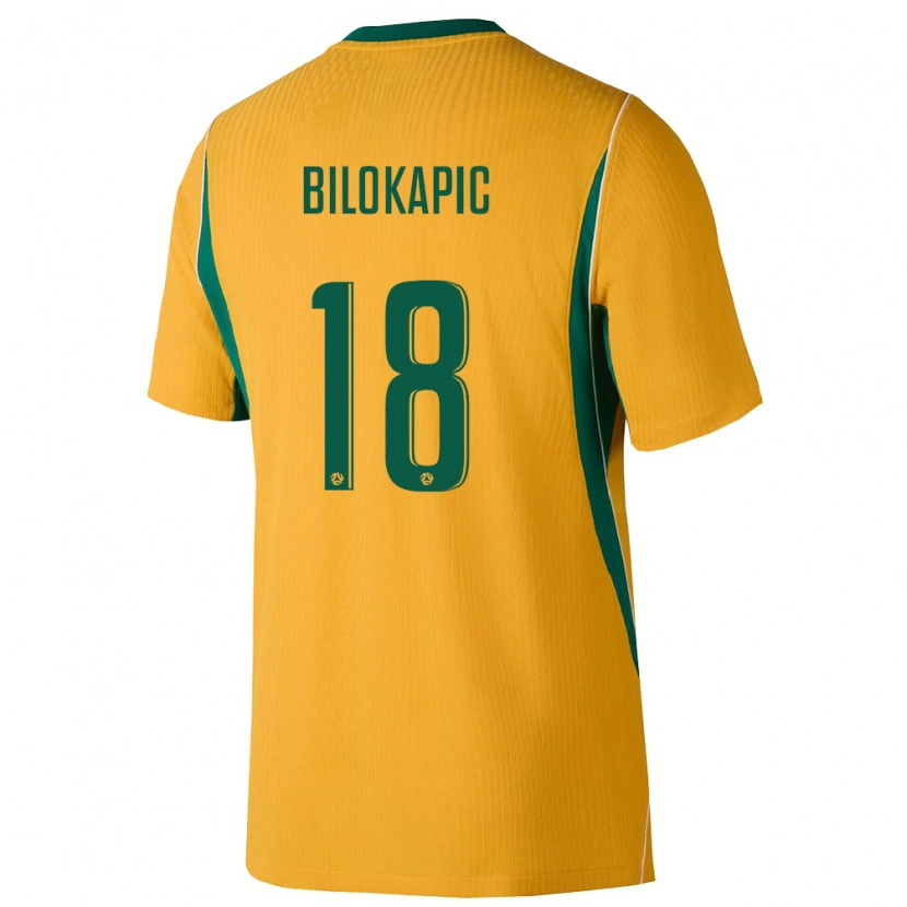 Danxen Mujer Camiseta Australia Nicholas Bilokapic #18 Amarillo Verde 1ª Equipación 26-28 La Camisa México