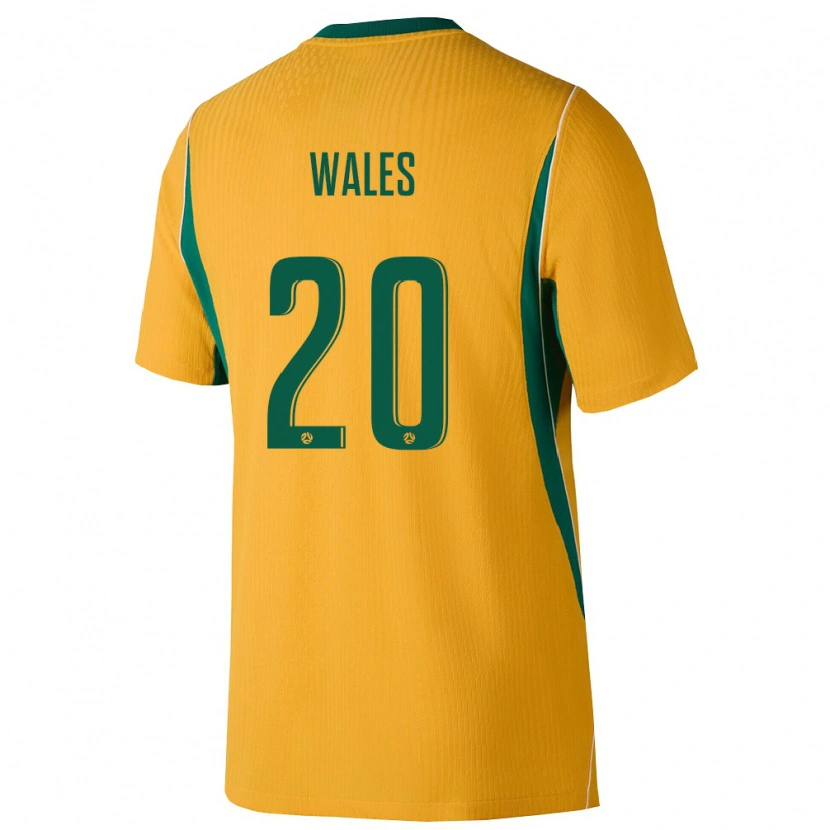 Danxen Mujer Camiseta Australia Lachlan Wales #20 Amarillo Verde 1ª Equipación 26-28 La Camisa México