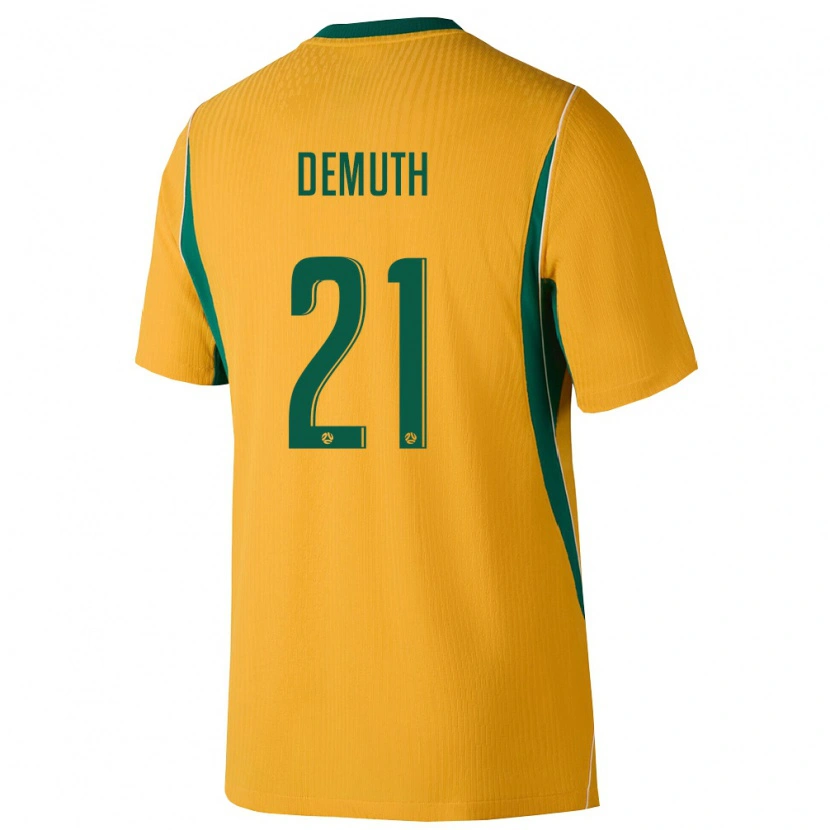 Danxen Mujer Camiseta Australia Luka Demuth #21 Amarillo Verde 1ª Equipación 26-28 La Camisa México