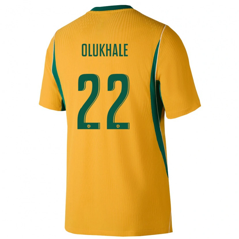 Danxen Mujer Camiseta Australia Malik Olukhale #22 Amarillo Verde 1ª Equipación 26-28 La Camisa México