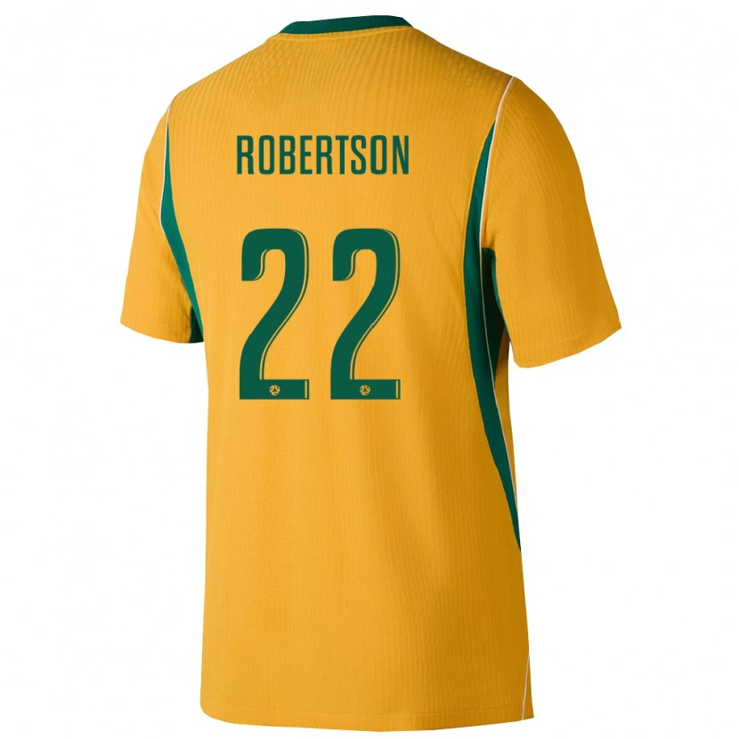 Danxen Mujer Camiseta Australia Alex Robertson #22 Amarillo Verde 1ª Equipación 26-28 La Camisa México