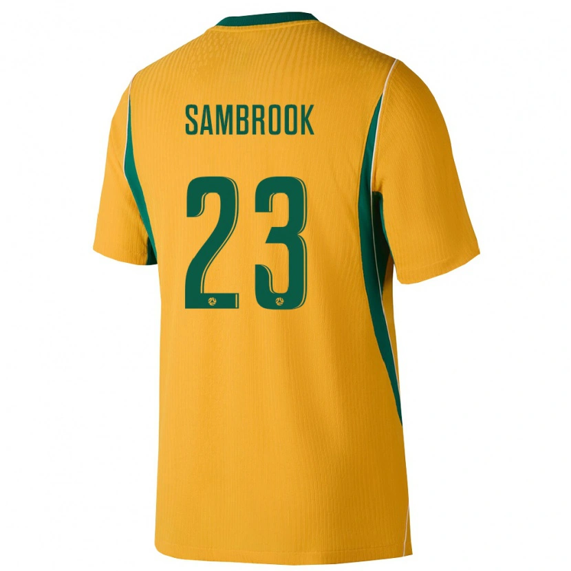 Danxen Mujer Camiseta Australia Logan Sambrook #23 Amarillo Verde 1ª Equipación 26-28 La Camisa México