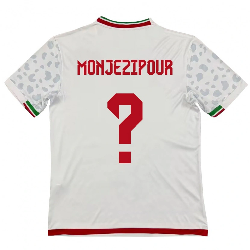 Danxen Mujer Camiseta Irán Amirali Monjezipour #0 Blanco Rojo 1ª Equipación 26-28 La Camisa México