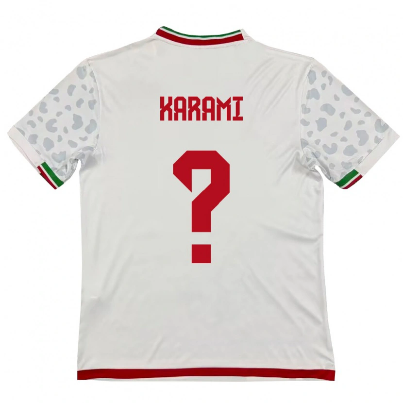 Danxen Mujer Camiseta Irán Iliya Karami #0 Blanco Rojo 1ª Equipación 26-28 La Camisa México