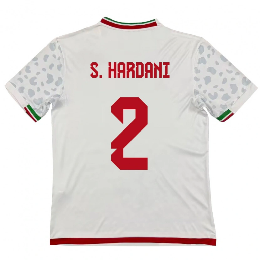 Danxen Mujer Camiseta Irán Saleh Hardani #2 Blanco Rojo 1ª Equipación 26-28 La Camisa México