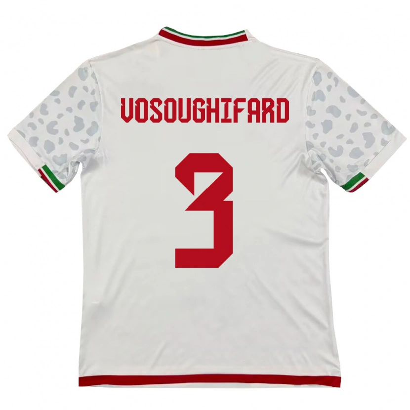 Danxen Mujer Camiseta Irán Arshia Vosoughifard #3 Blanco Rojo 1ª Equipación 26-28 La Camisa México