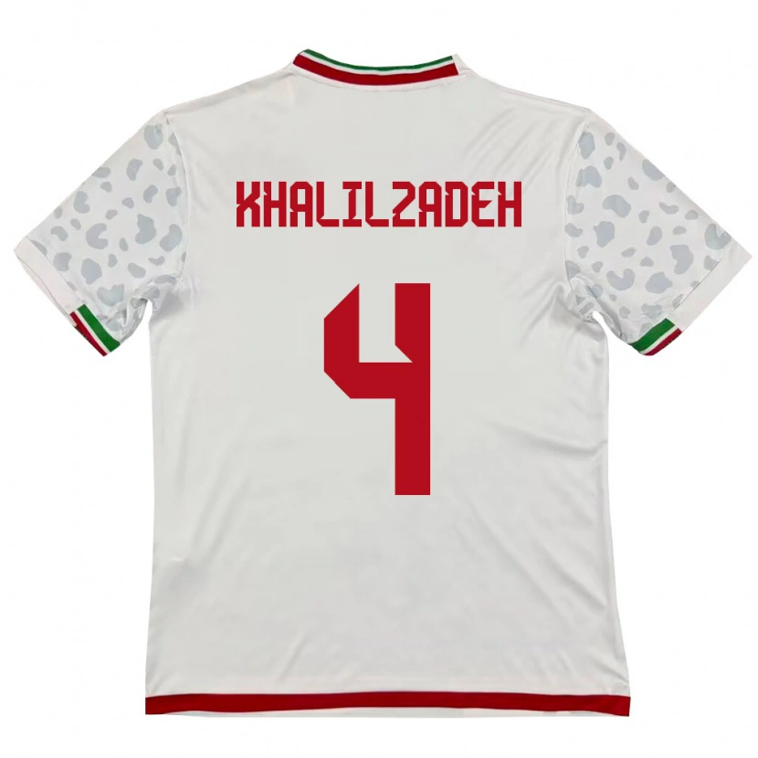 Danxen Mujer Camiseta Irán Shoja Khalilzadeh #4 Blanco Rojo 1ª Equipación 26-28 La Camisa México