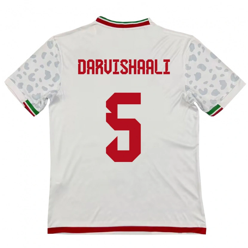 Danxen Mujer Camiseta Irán Erfan Darvishaali #5 Blanco Rojo 1ª Equipación 26-28 La Camisa México