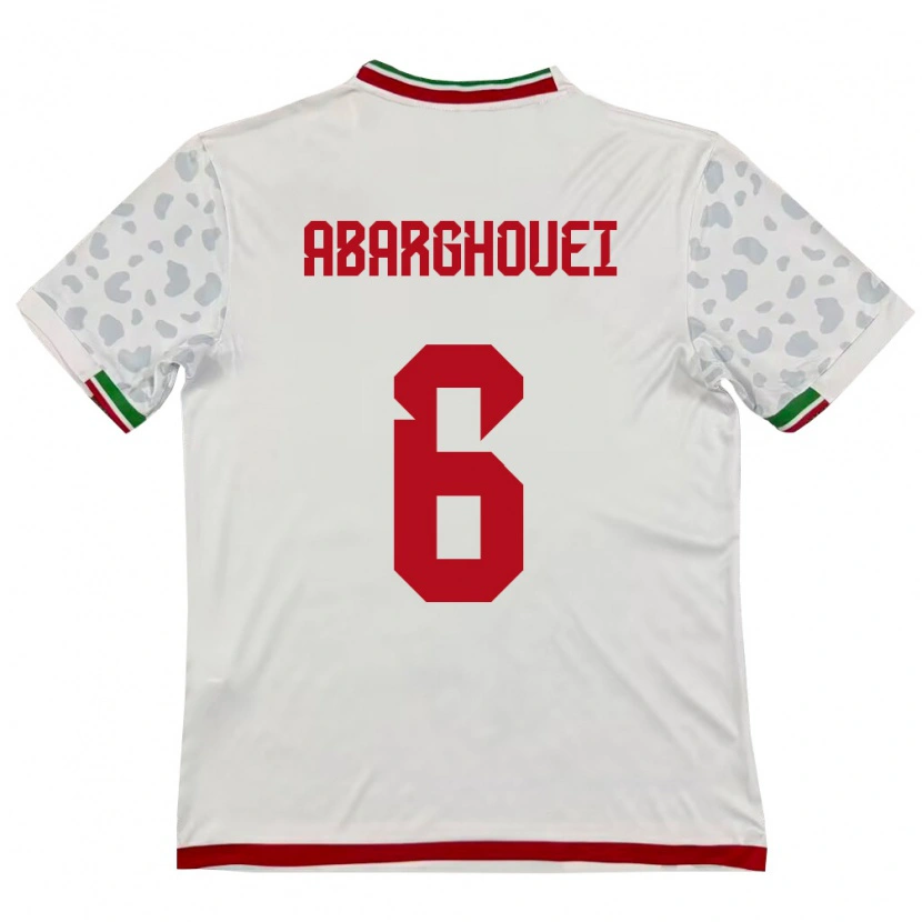 Danxen Mujer Camiseta Irán Hossein Abarghouei #6 Blanco Rojo 1ª Equipación 26-28 La Camisa México
