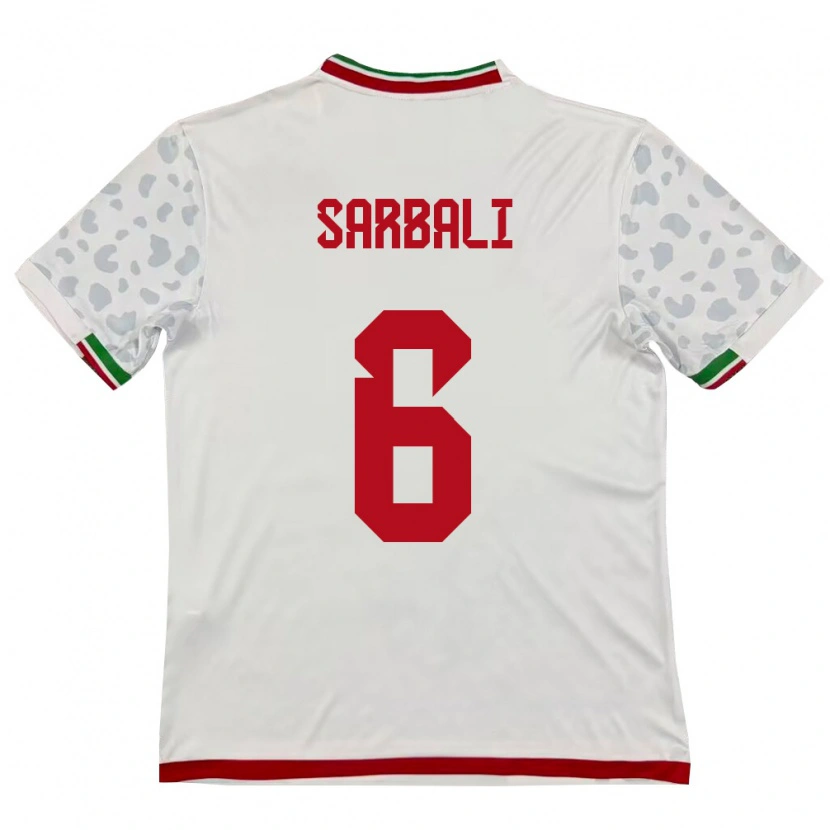 Danxen Mujer Camiseta Irán Zahra Sarbali #6 Blanco Rojo 1ª Equipación 26-28 La Camisa México